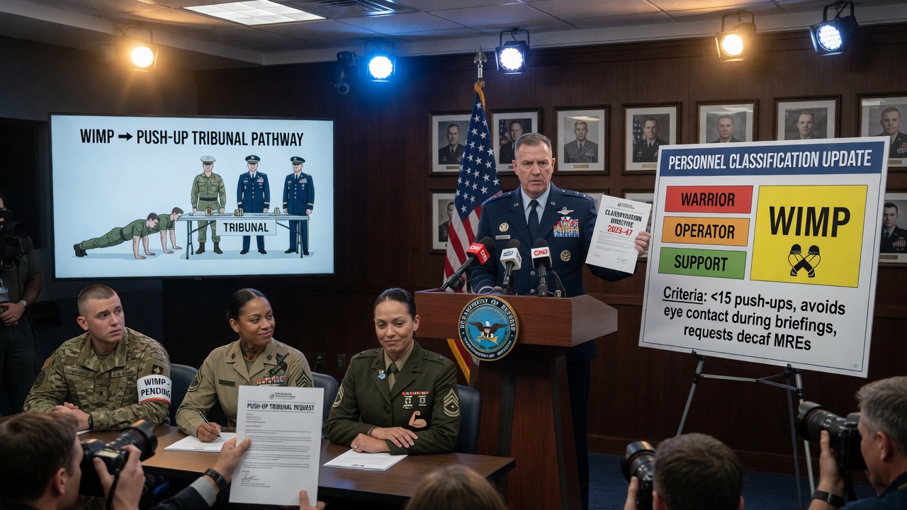 A stern military official points at an org chart where 'feelings' is crossed out under a box labeled Legacy Systems.